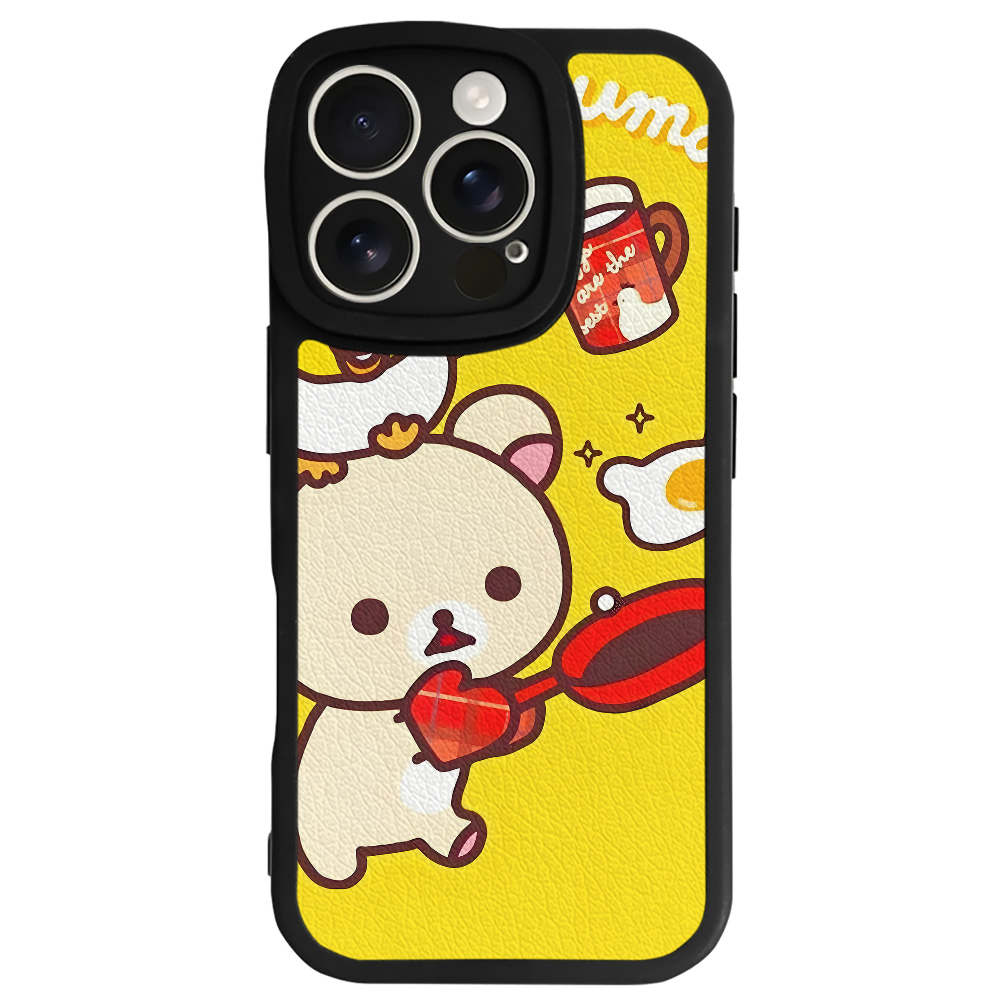 （画像用） リラックマ リラックマ キイロイトリ Rilakkuma Korilakkuma Kiiroitori 【iPhone 16シリーズ対応】シリコンスマホケース（レザー調） 材質：シリコン